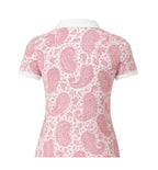 Ladies Sleeveless Zip Polo - Pink Paisley