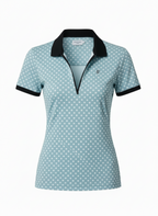 Ladies Zip Polo - Polka Blue