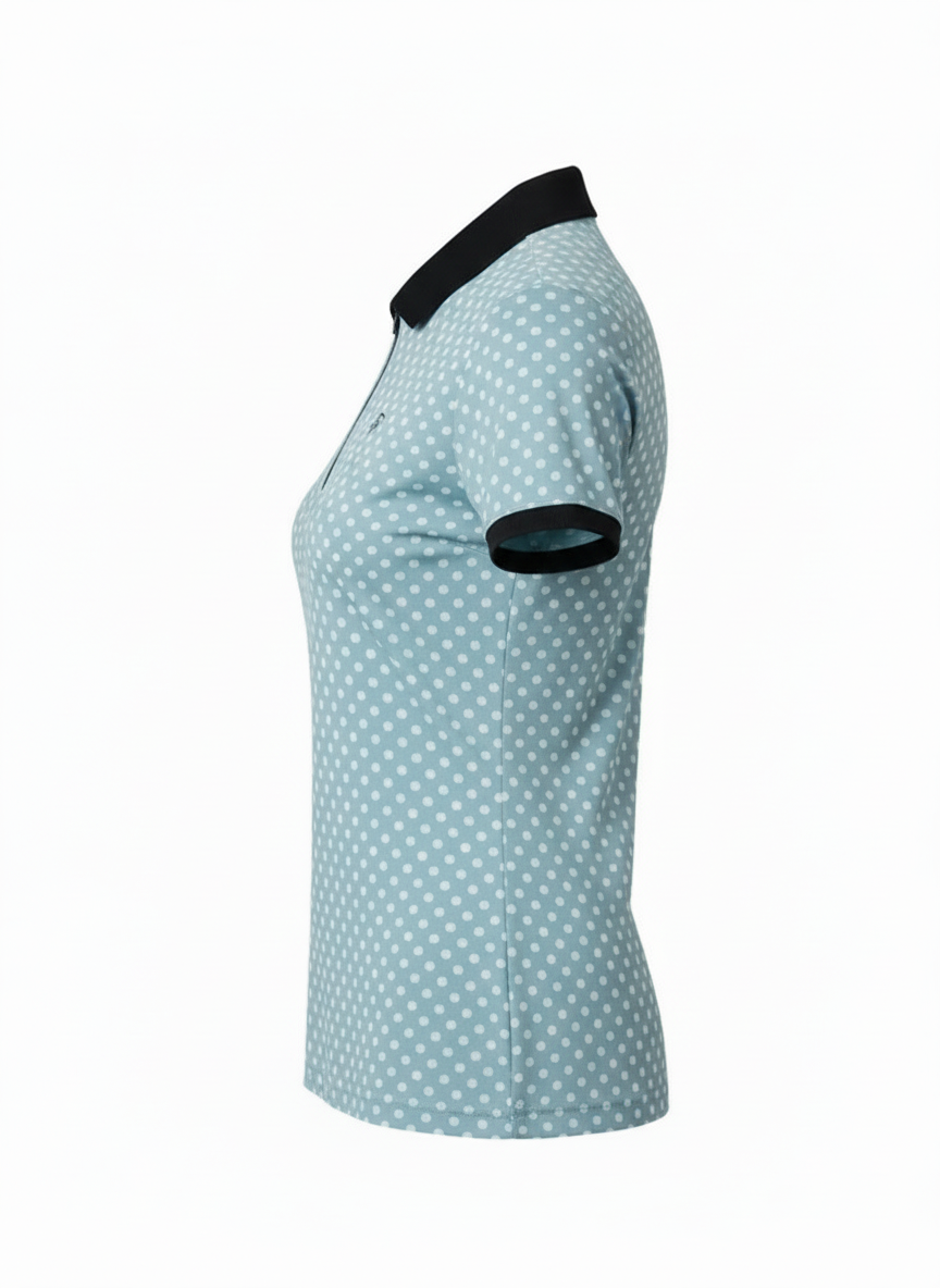Ladies Zip Polo - Polka Blue