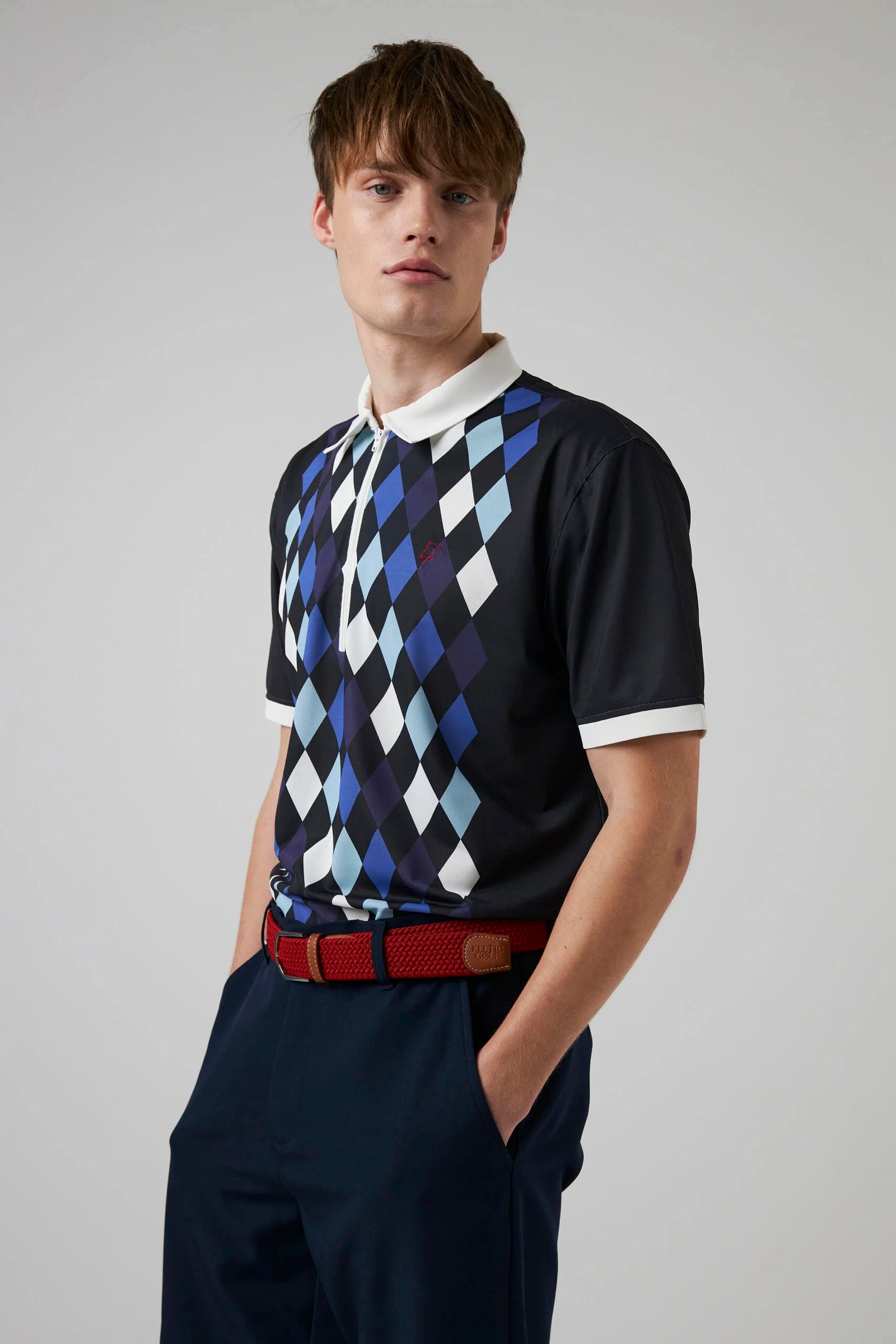 Zip Polo Harlekin Front print