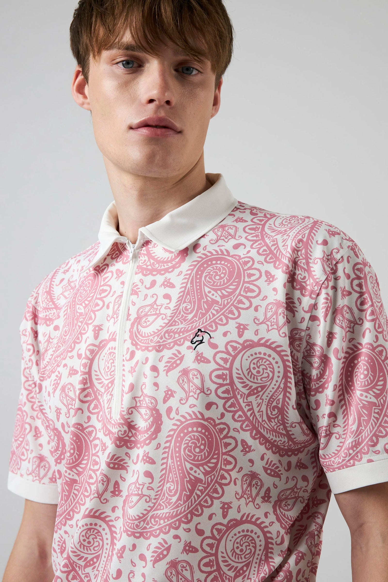 Zip Polo Pink Paisley