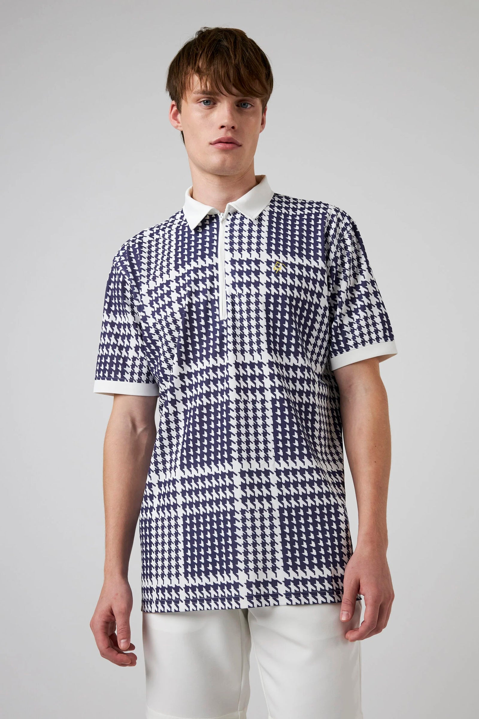 Zip Polo Purple Houndstooth by Keltic Golf