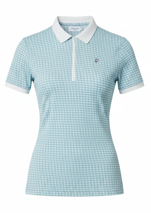 Ladies Zip Polo - Iced Blue
