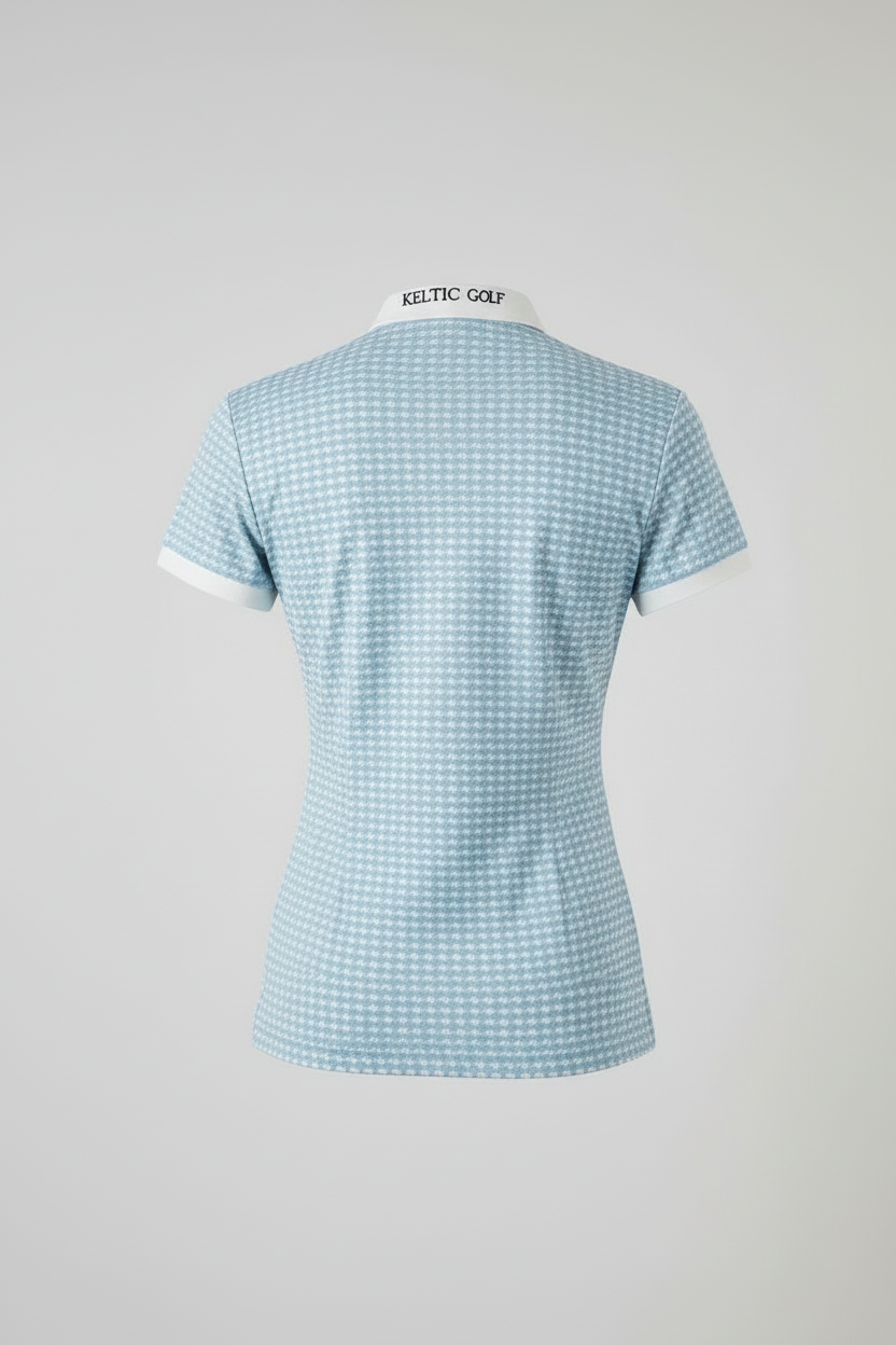 Ladies Zip Polo - Iced Blue