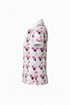 Ladies Zip Polo - Geometric Pinks