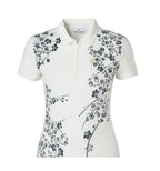 Ladies Zip Polo - White Floral