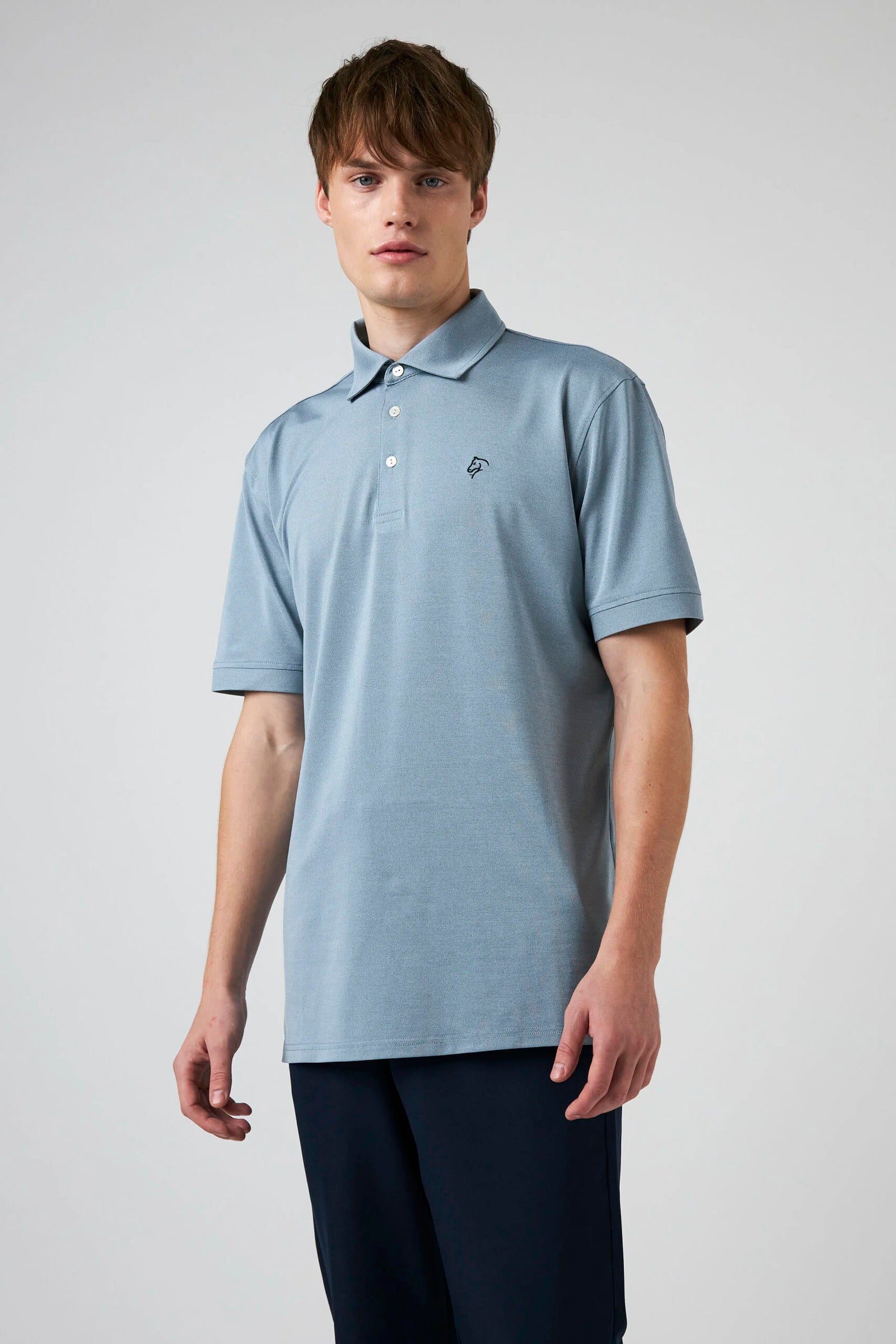 3 Button Polo Buttons Polo Blue Melange