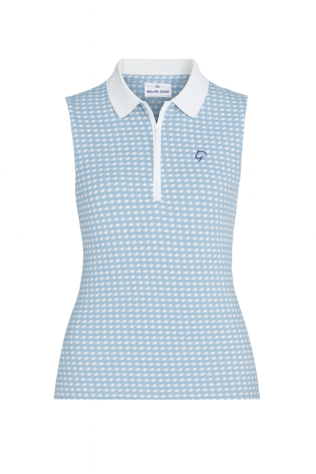Ladies Zip Polo - Iced Blue