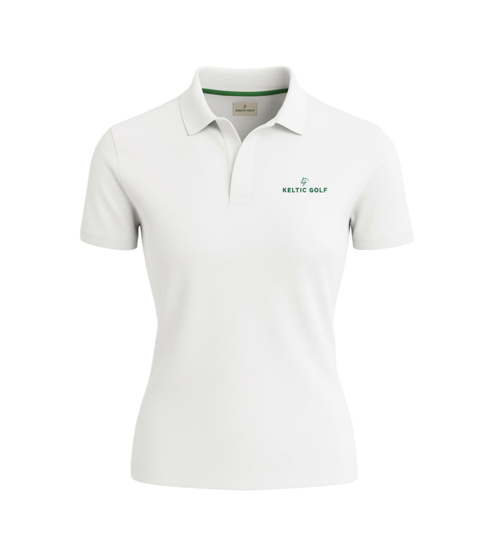 Ladies Button Golf Polo Shirt - White