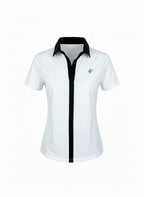 The Retro Ladies Polo - White & Navy