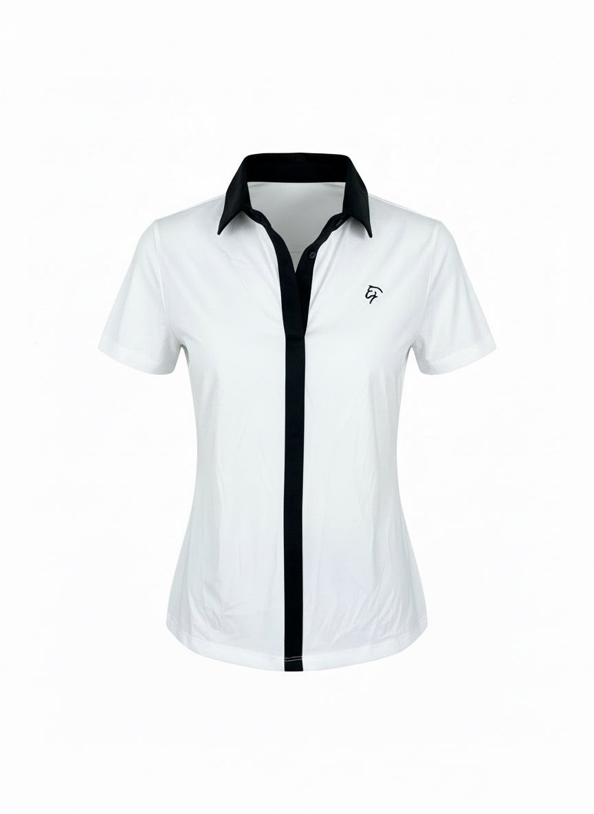 The Retro Ladies Polo - White & Navy