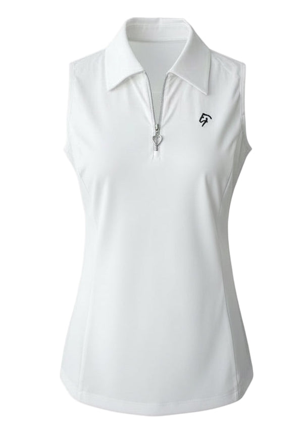 The Sleeveless Ladies Polo - Pure White