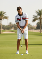 Men’s Premium Polo - White/ Red/ Navy