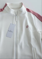 Ladies Fairway Zip Sweater - White & Pink