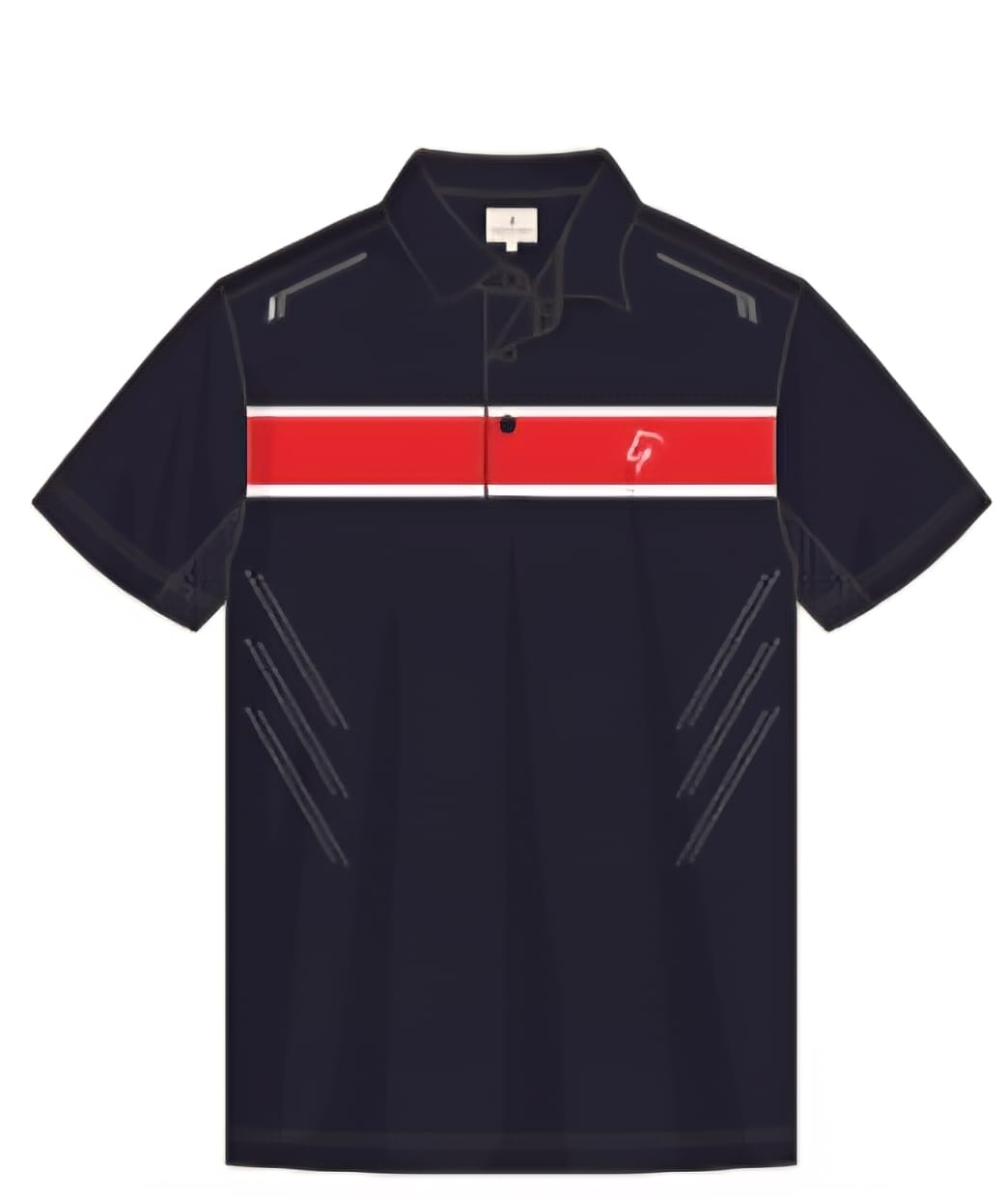 Men’s Premium Polo - Black/ Red Stripe
