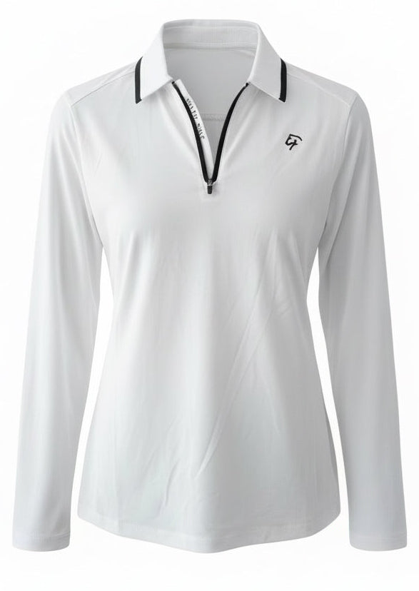 Ladies Sleeved Golf Polo - Pure White