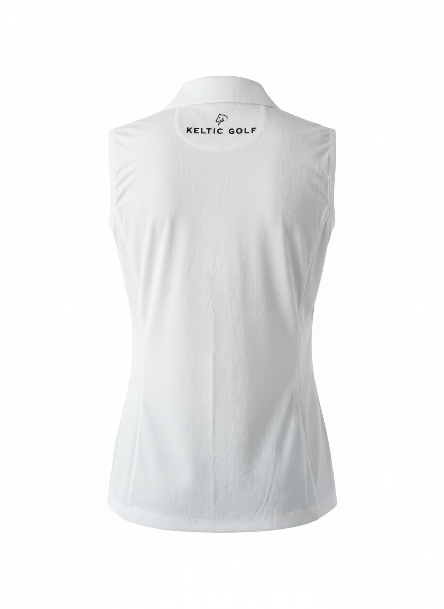 The Sleeveless Ladies Polo - Pure White