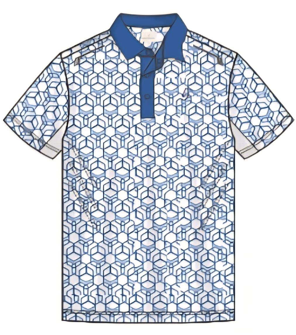 Men’s Premium Polo - White/ Blue Cube