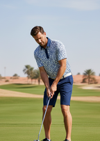 Men’s Premium Polo - White/ Blue Cube