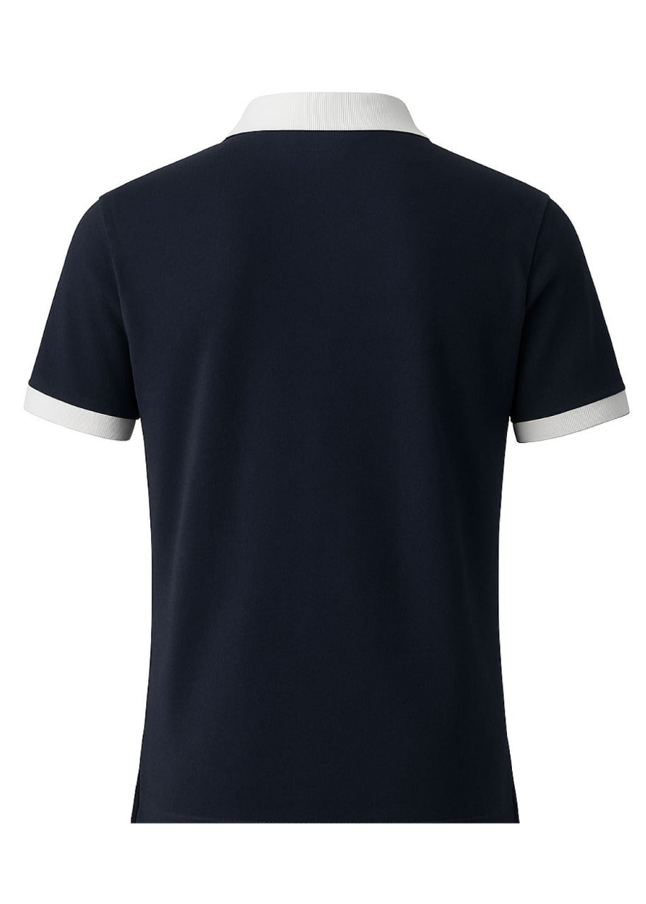 Ladies Zip Polo - Navy Harlequin