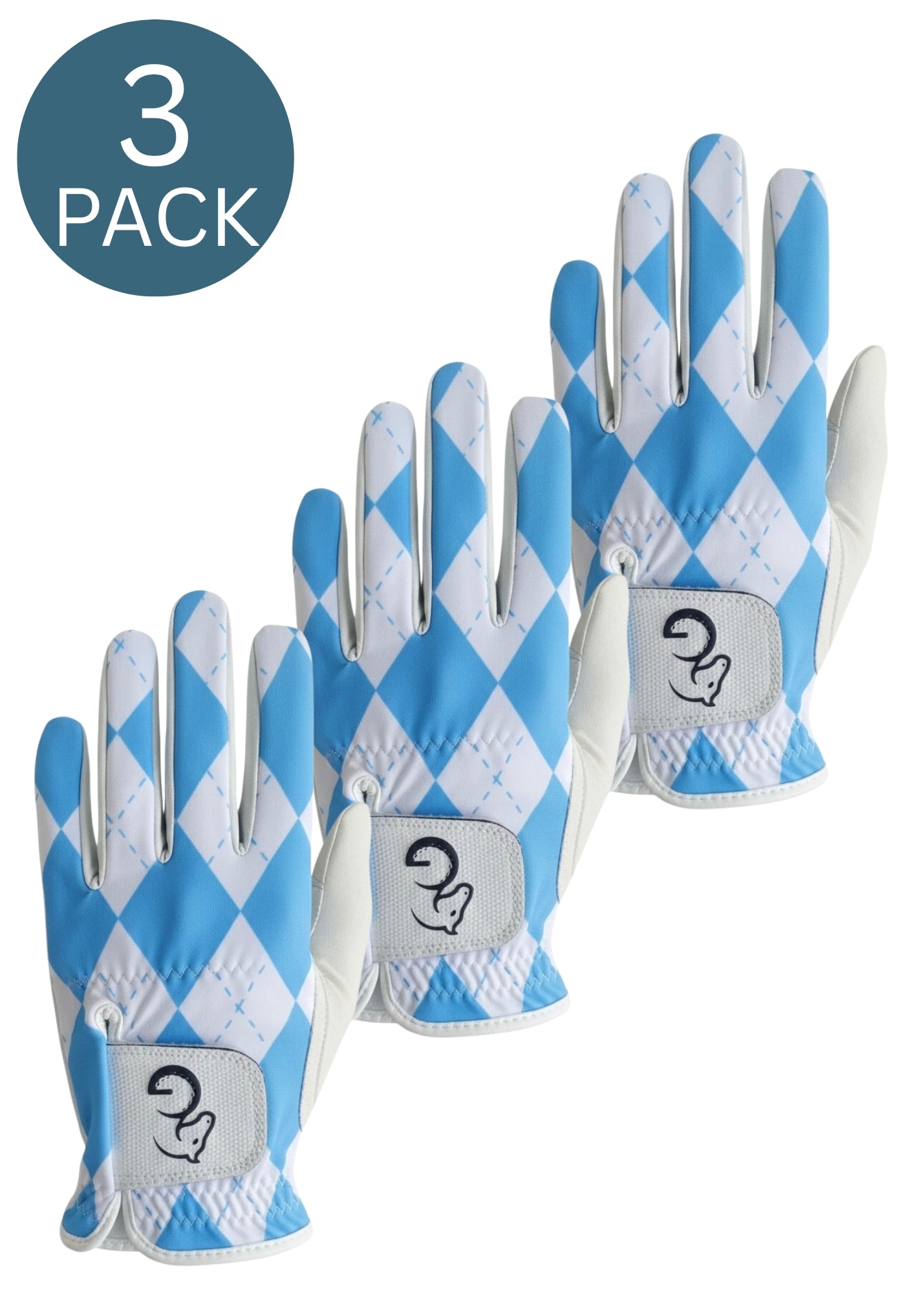 Ladies Gloves - Blue & White - 3 pieces