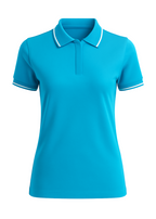 Ladies Button Golf Polo Shirt -  Blue Atoll