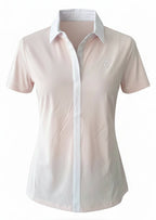 The Retro Ladies Polo - Ice Pink & White