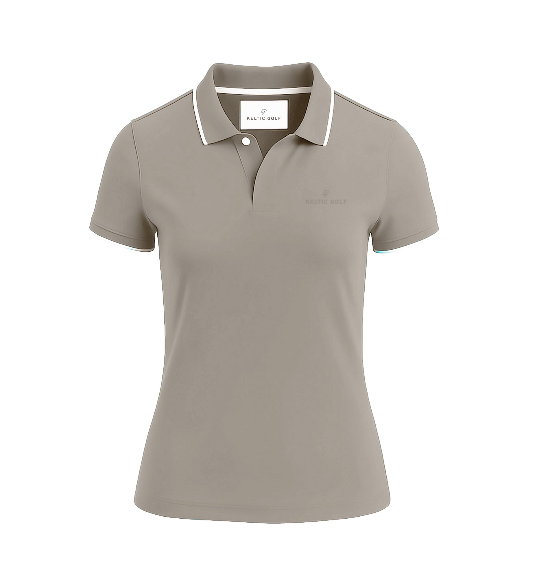 Ladies Button Golf Polo Shirt - Oatmeal