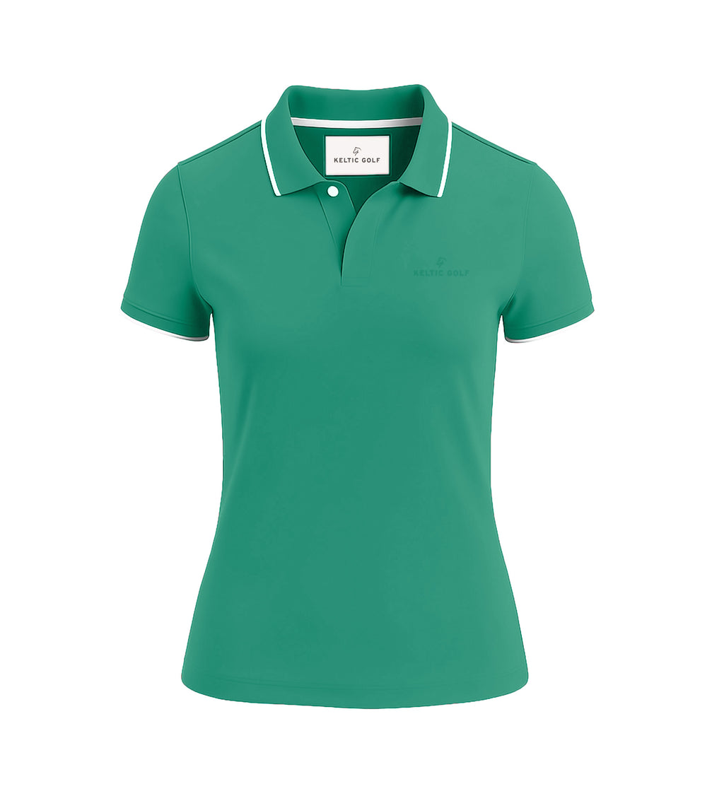 Ladies Button Golf Polo Shirt - Cadmium Green