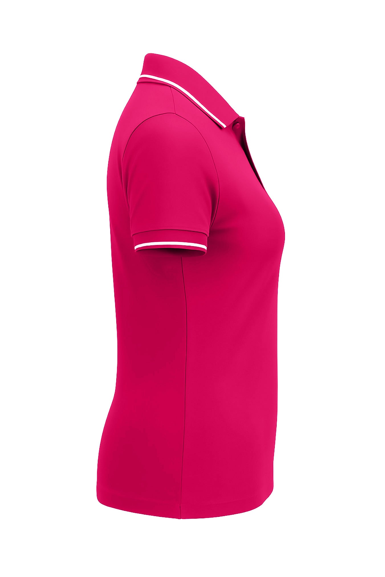 Ladies Button Golf Polo Shirt - Fuchsia Pink