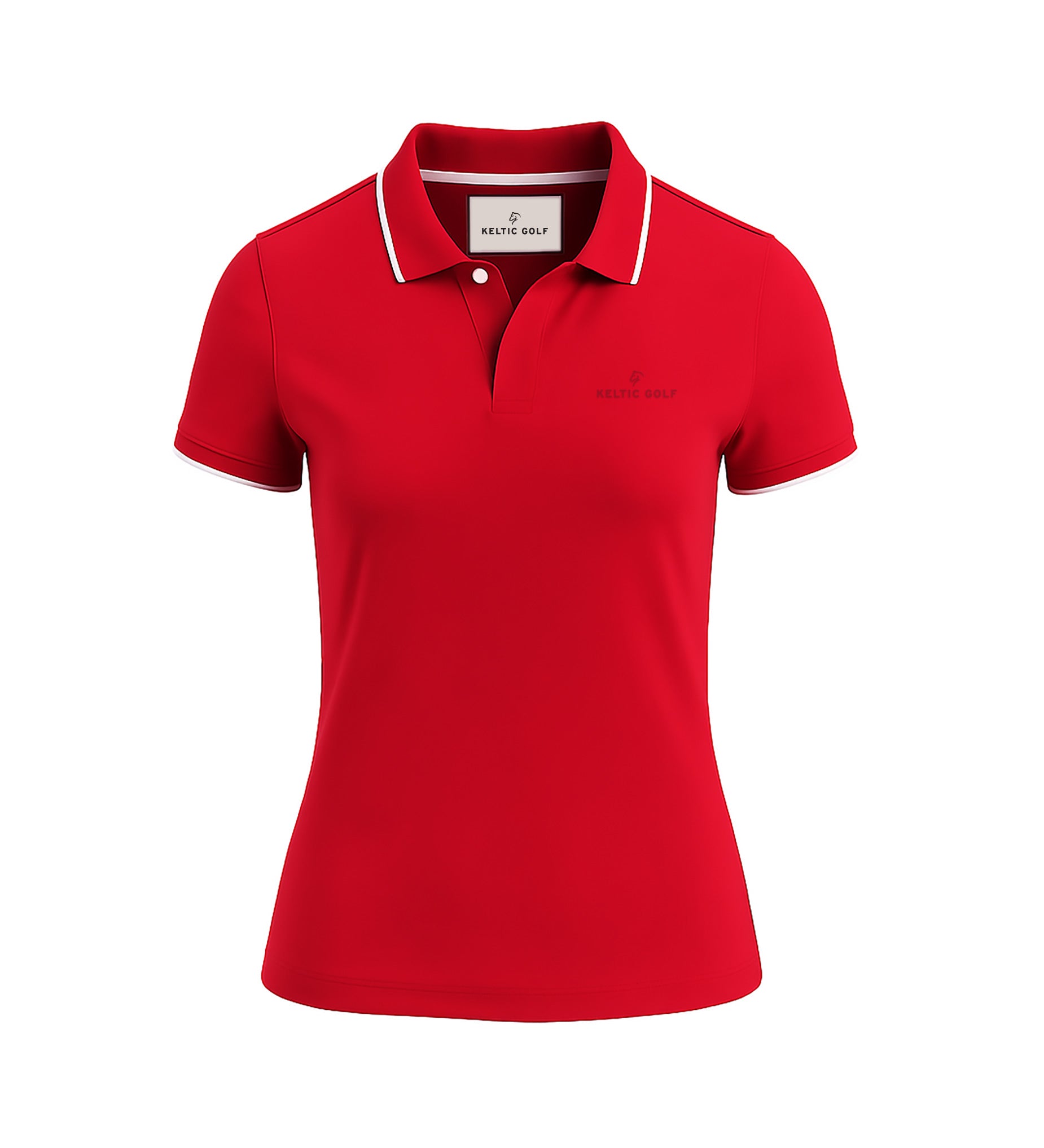 Ladies Button Golf Polo Shirt - Goji Berry
