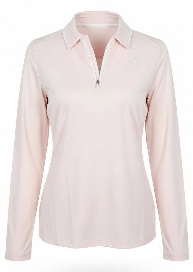 Ladies Sleeved Golf Polo - Ice Pink