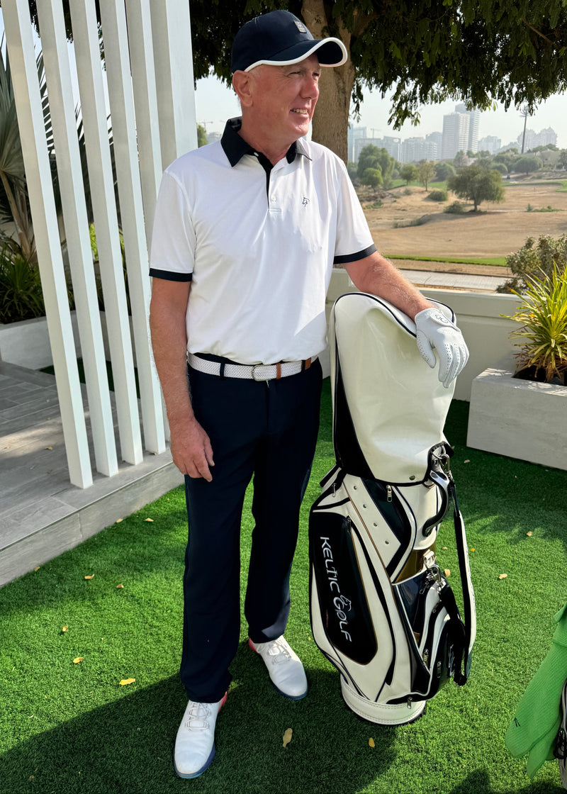 Golf Cart Bag - Black & White PU Leather