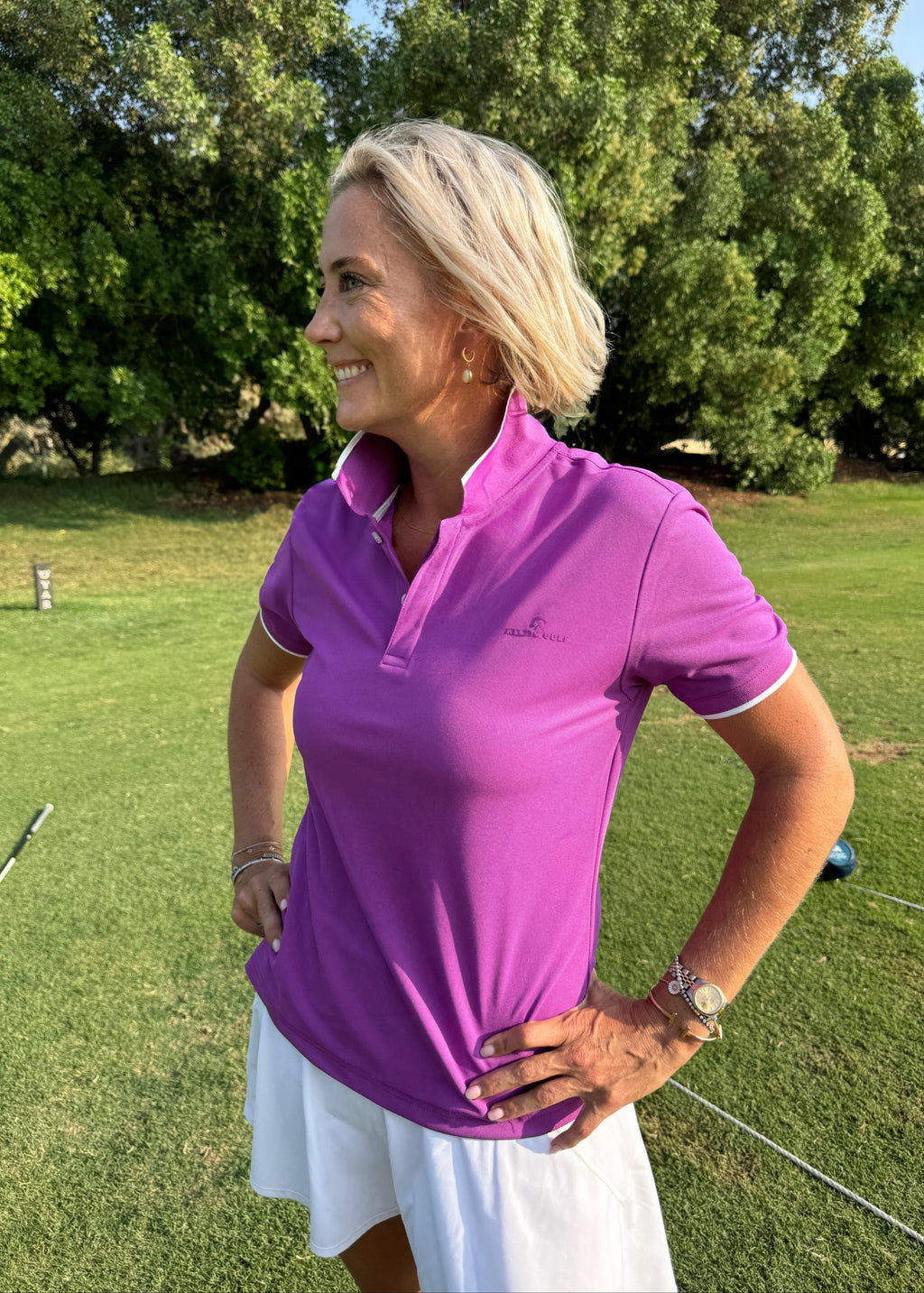 Ladies Button Golf Polo Shirt -  Hyacinth Violet