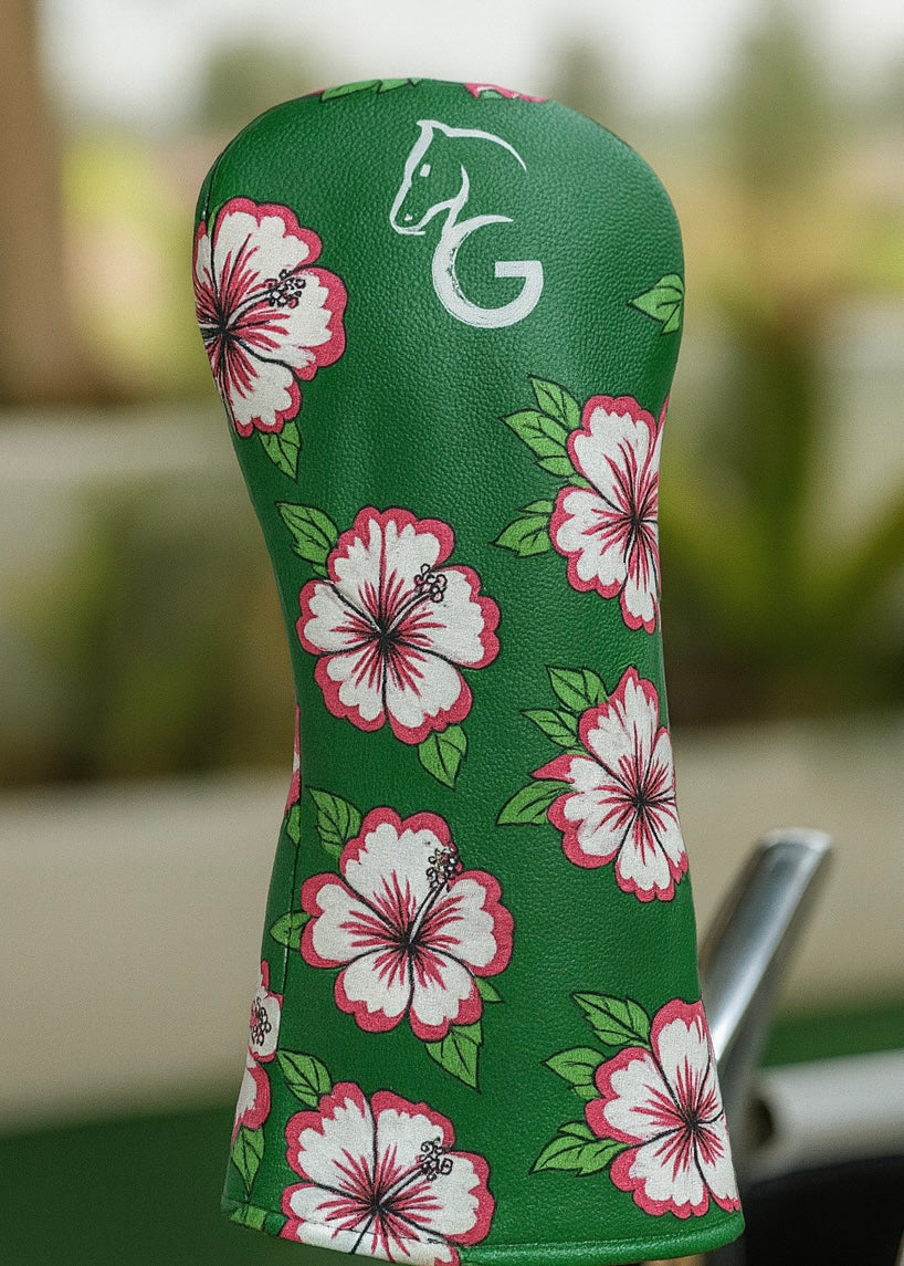 Head Covers - Green Hibiscus