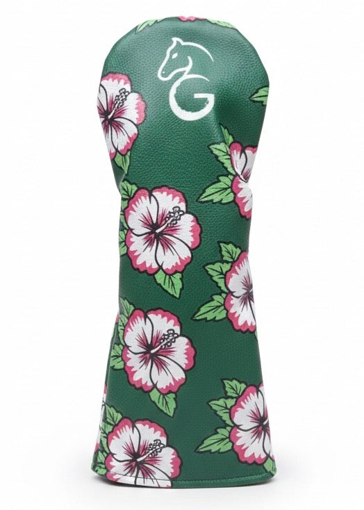 Head Covers - Green Hibiscus