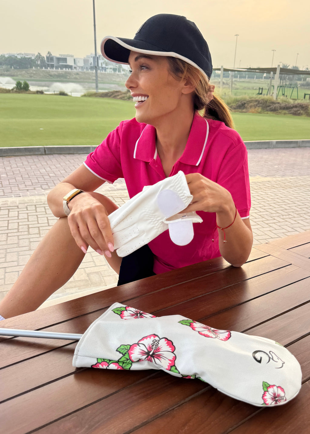 Ladies Button Golf Polo Shirt - Fuchsia Pink