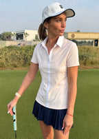 The Retro Ladies Polo - Ice Pink & White