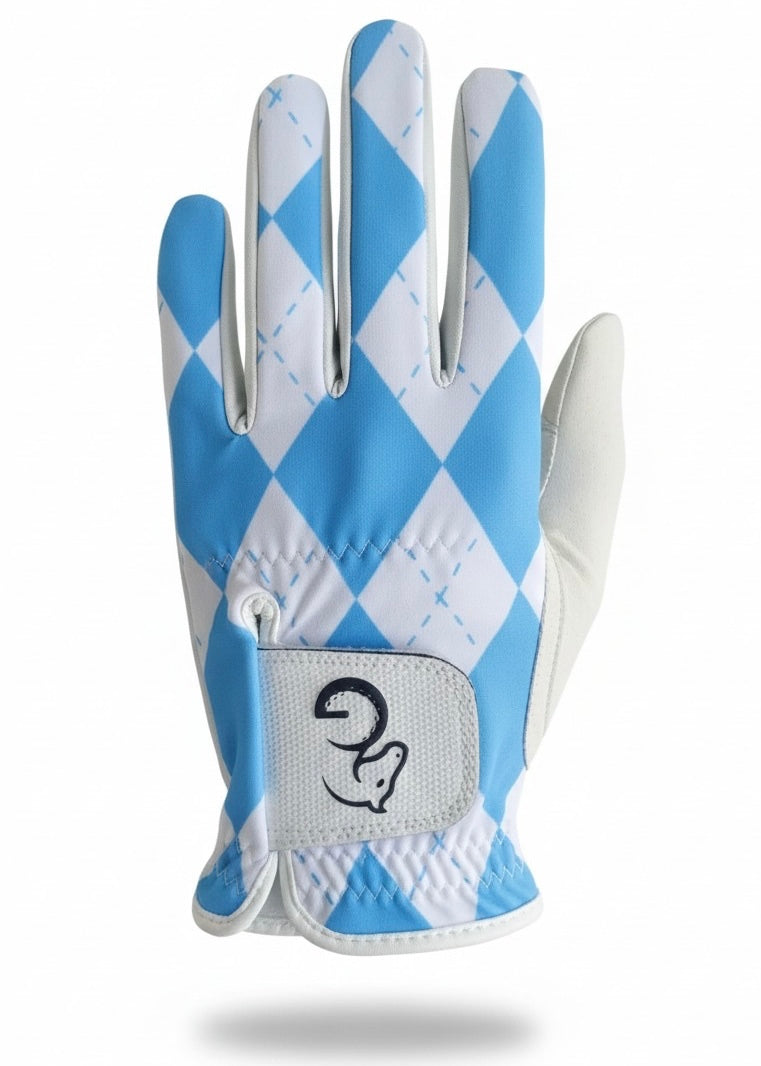 Ladies Gloves - Blue & White