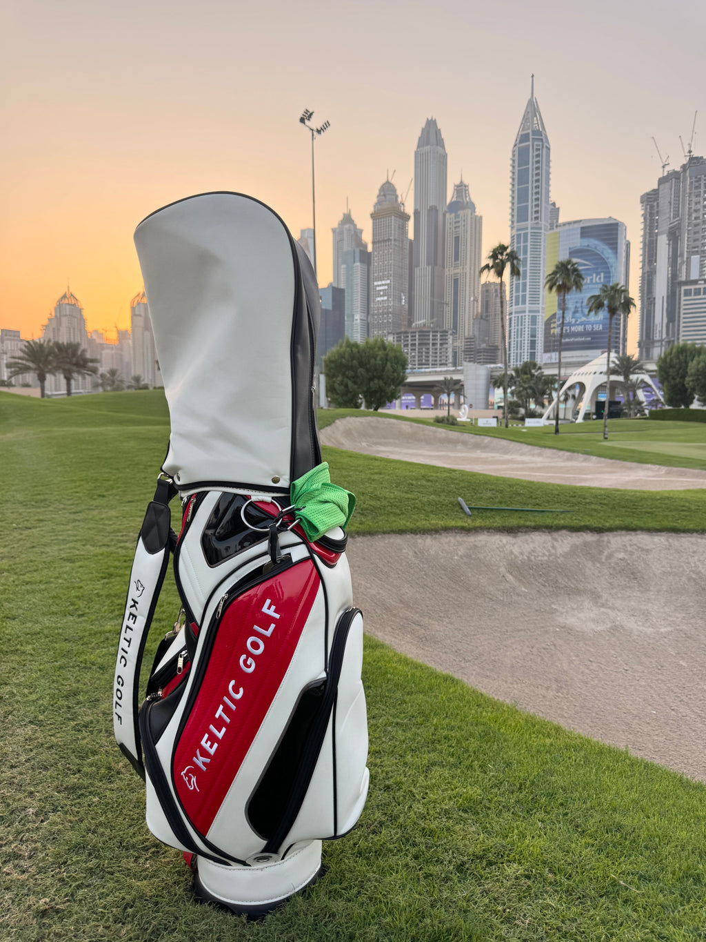 Golf Cart Bag - Red & White PU Leather