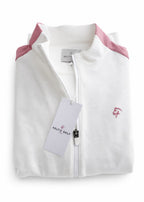 Ladies Fairway Zip Sweater - White & Pink