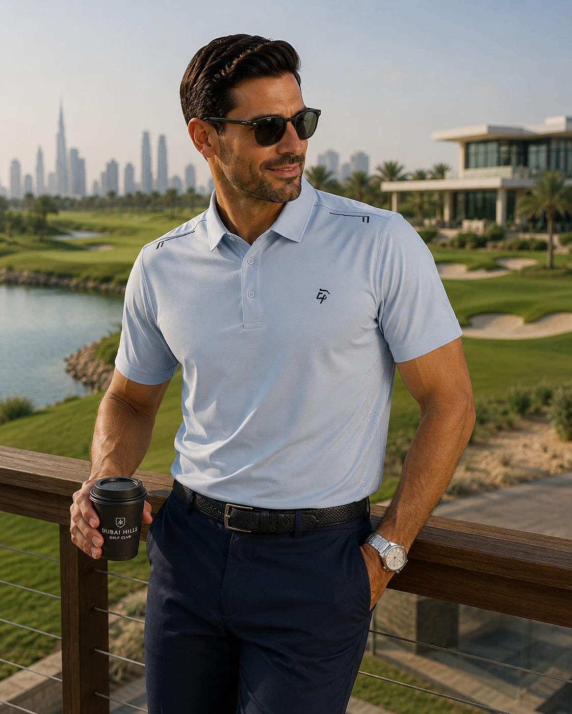 Men's Premium Polo - Ice Blue