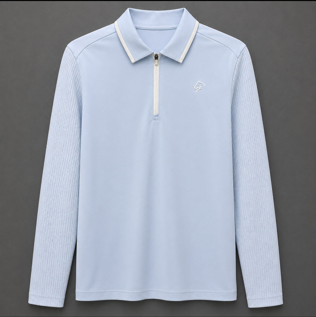 Ladies Long Sleeve Golf Polo Shirt - Baby Blue