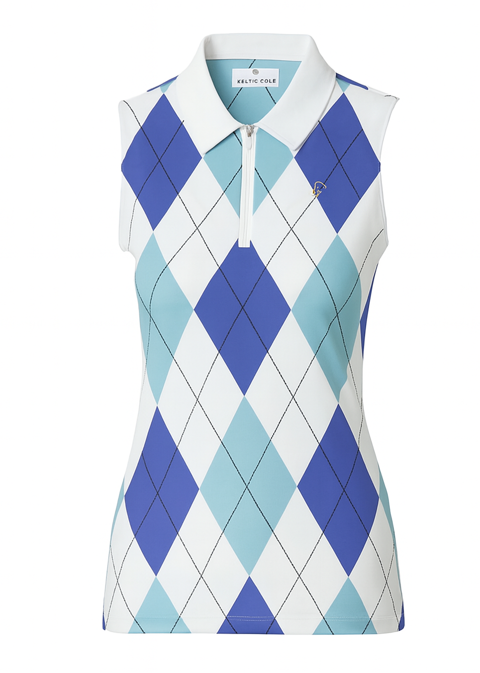 Ladies Zip Polo - Blue Harlequin