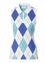 Ladies Zip Polo - Blue Harlequin