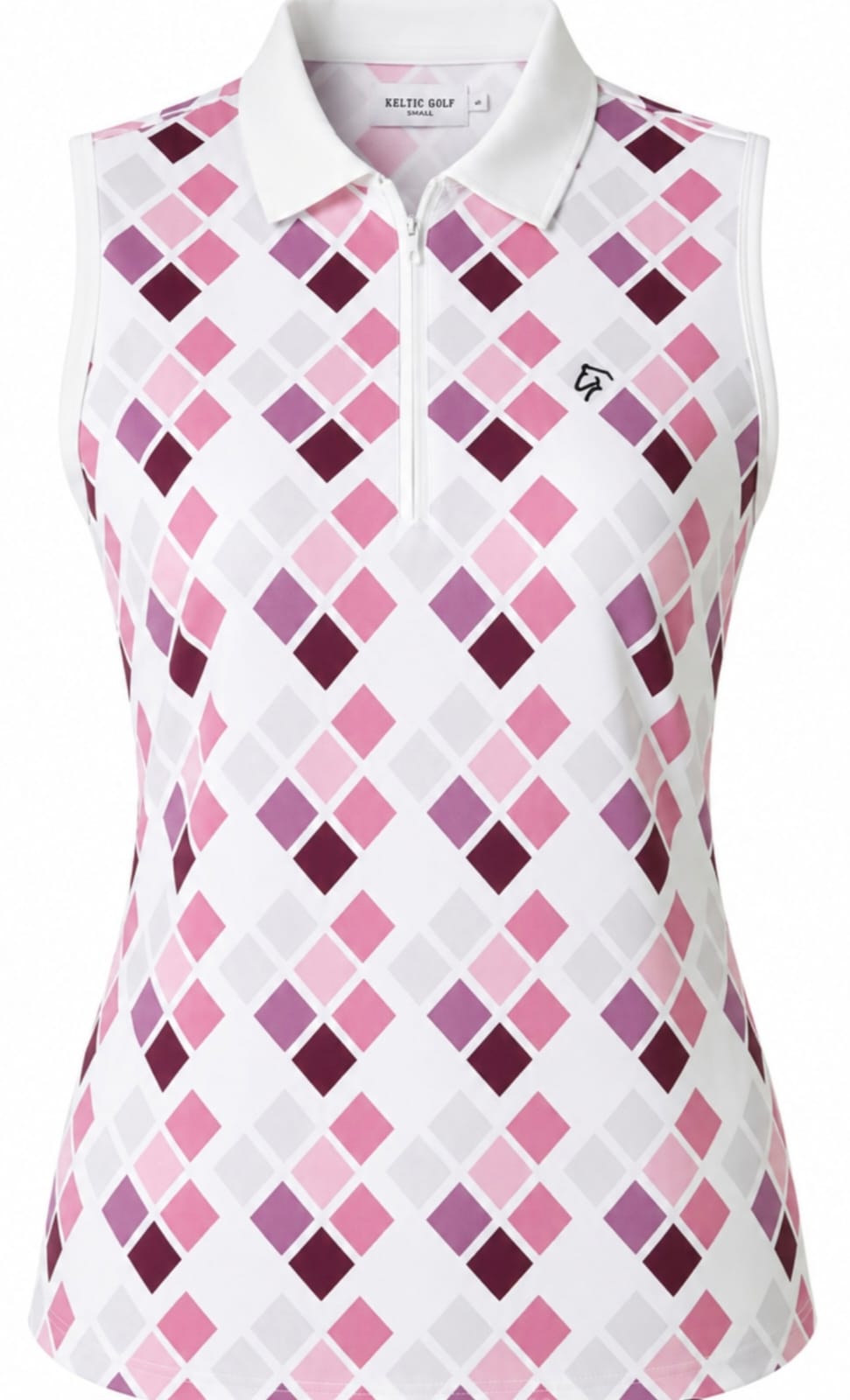 Ladies Zip Polo - Geometric Pinks