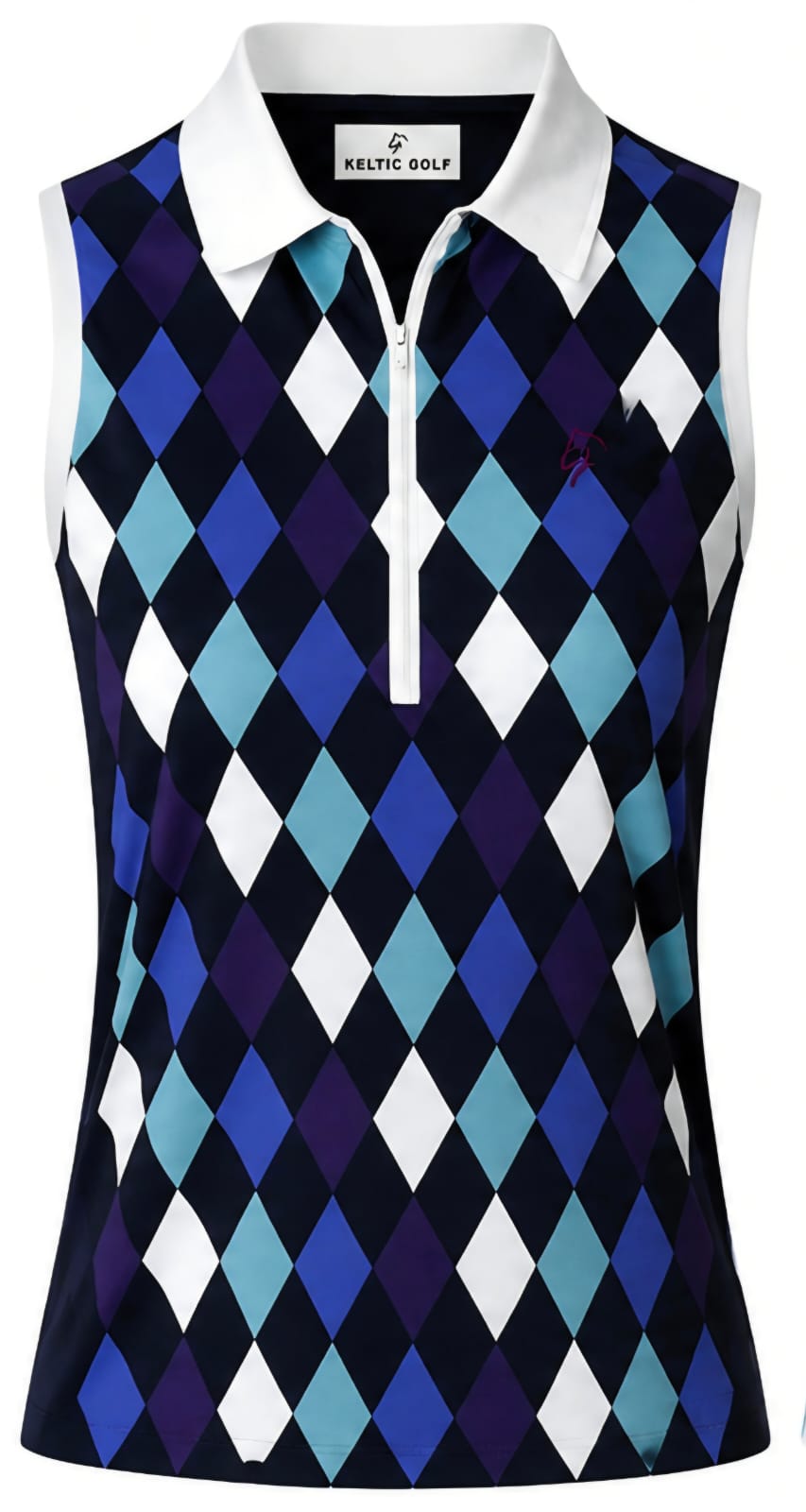 Ladies Zip Polo - Navy Harlequin