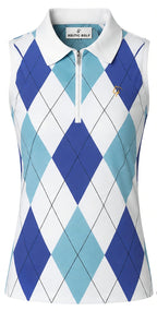 Ladies Zip Polo - Blue Harlequin