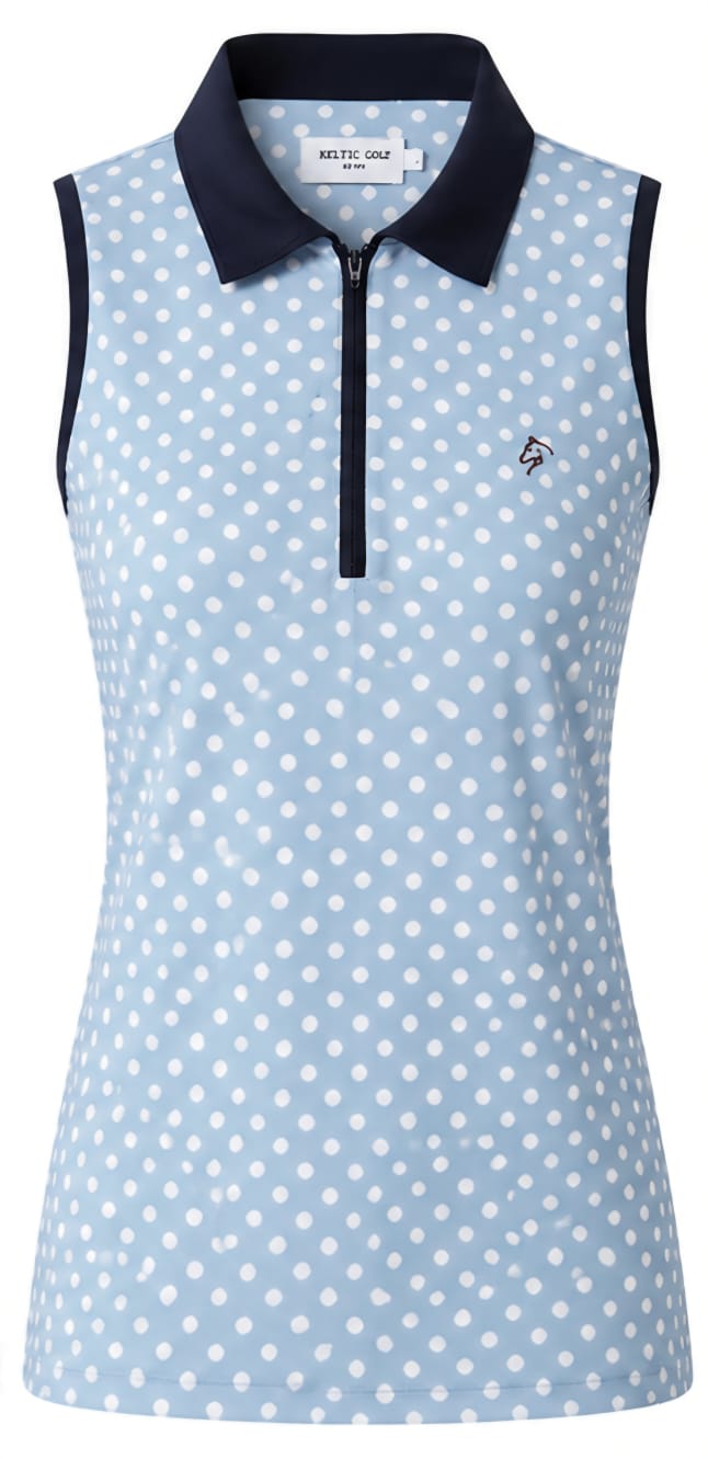 Ladies Zip Polo - Polka Blue