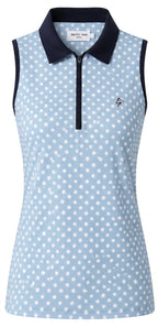 Ladies Zip Polo - Polka Blue